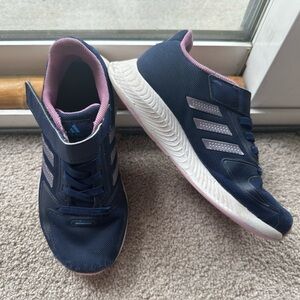 Girls Adidas run falcon 2.0 shoes, blue multi sneakers, size 12.5